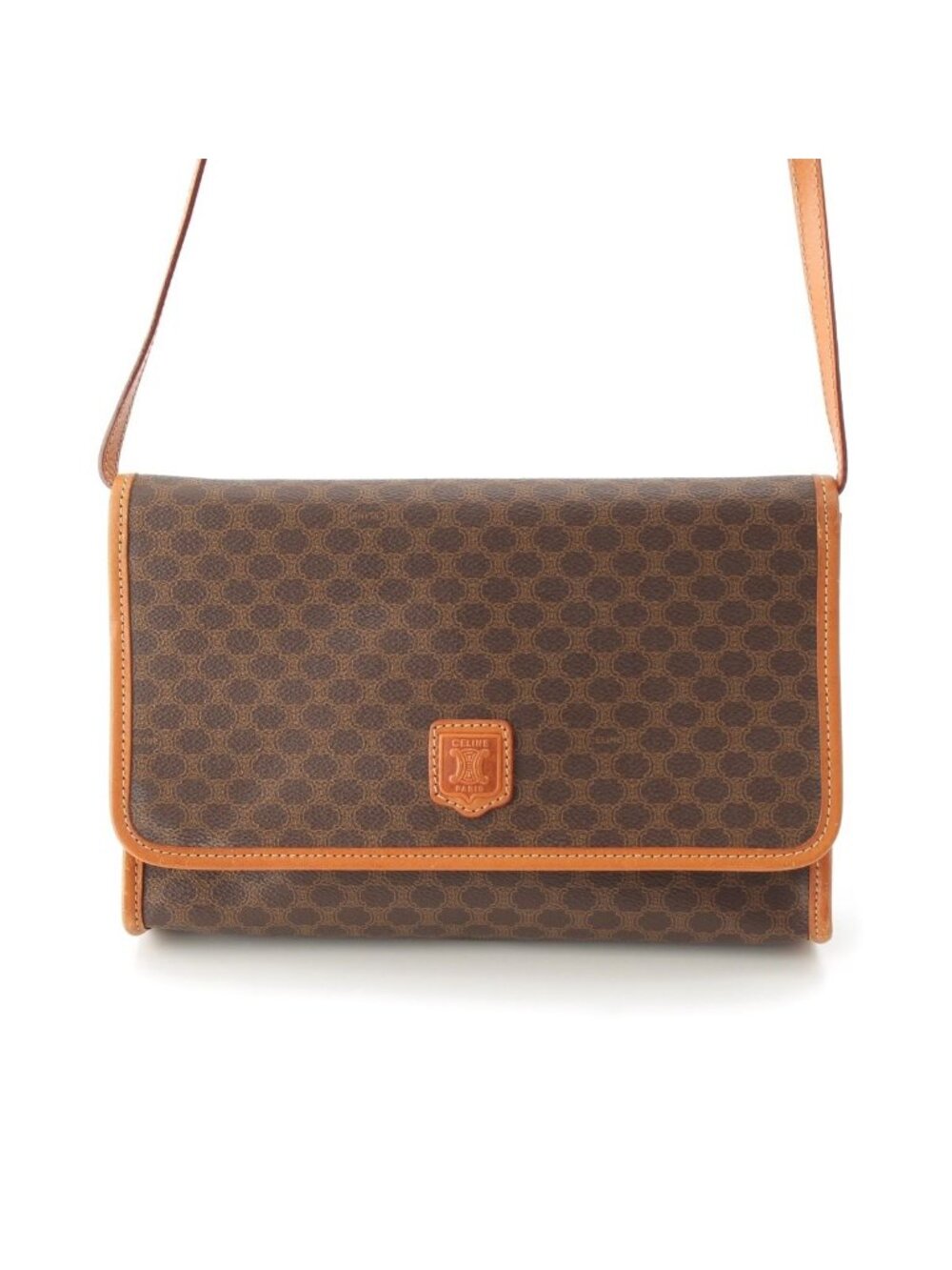 Celine Macadam All Over Print Shoulder Bag Brown